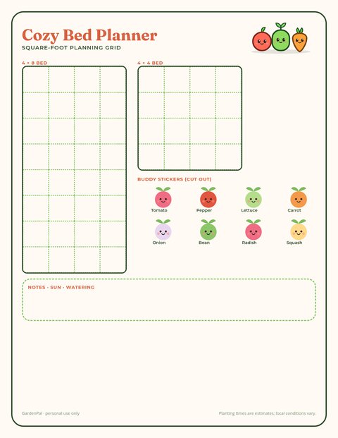 Cozy Bed Planner printable preview